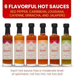 Hot Sauce Gift Set (6 Pack) - Hot Sauce Variety Pack in Premium Wooden Box - Great Gift for Birthday, Christmas, Father's Day for Men, Him, Her, Dad, Mom - Unique Gift Set (Set of 6)