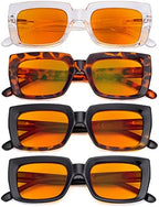 Eyekepper 4 Pack Reading Glasses Blue Light Blocking Oversized Square Computer Readers Orange Tinted +0.50
