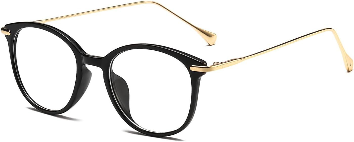 LJCZKA Blue Light Blocking Glasses Women Men Retro Round Eyewear Frame Computer Cat Eye Glasses Clear Lens Eyeglasses