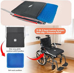 One Way Glide Cushion with Handles & Gel Wheelchair Seat Cushion Set – Anti-Slip Transfer Pad + Pressure Relief Gel Seat for Elderly, Patients, and Long Sitting Comfort