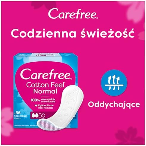 Carefree Cotton Feel Flexiform Panty Liners with Fresh Scent and 100% Breathable for Everyday Freshness and Soft Comfort 56 Count