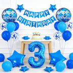 3rd Birthday Large Foil Balloons Blue， Balloon Decorations for 3rd Birthday Party Boys，Boys 2nd Birthday Party Decorations Supplies (Blue 3)