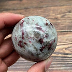 ZTBH Natural Meditation Crystal 4cm Pink Tourmaline Granite Crystal Sphere, Home Decoration Crystal Stone