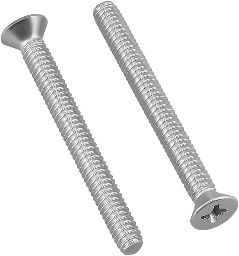 #10-24 x 2 (50 Pack) Phillips Flat Head Machine Screws, Stainless Steel 304 (18-8), UNC Coarse Thread, Countersunk Head Machine Screws, Phillips Drive #2