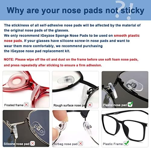60 Pairs Soft Foam Nose Pads, Self Adhesive Nose Pads Anti-Slip Nosepads for Eyeglasses Sunglasses Reading Glasses, Comfortable and Protect The Makeup