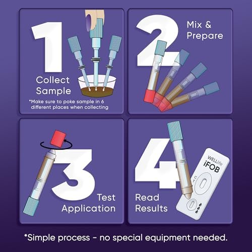 WELLlife iFOB Immunochemical Fecal Occult Blood Test, Colon Screening Test Kit Stool Test at Home Easy to Use, 1 Test Detect Hidden Blood in 10 Minutes FOB Test for Home