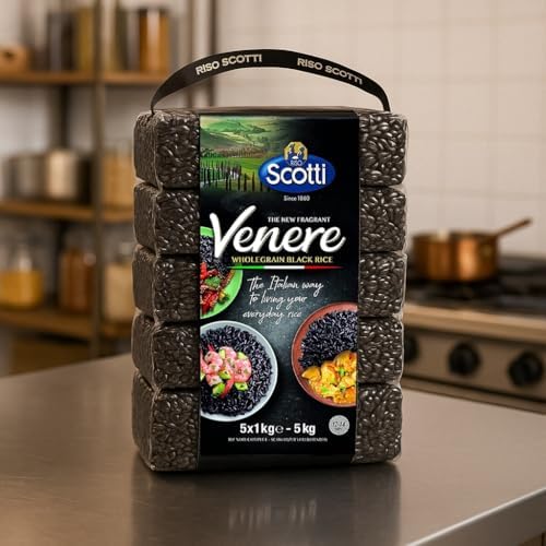 Black Rice, Venere, Product of Italy, All Natural, Non-GMO, Gluten-Free, Riso Scotti (Black Rice 11 lbs (5 x 1kg))