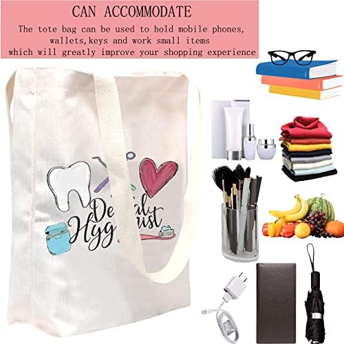 POFULL Dental Hygiene Make Up Bag Dental Assistant Gift Dental Zipper Pouch Bag RDH Gift (Dental Hygiene Tote Bag)