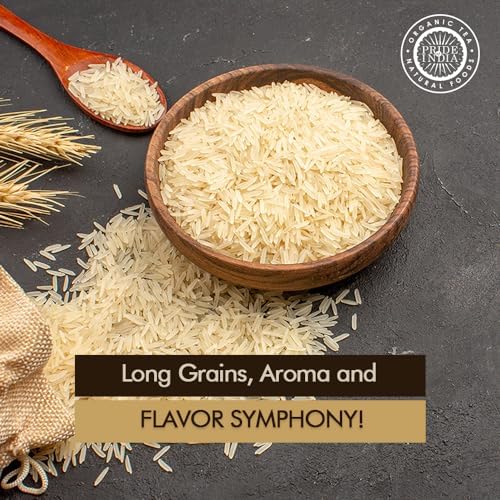 Pride Of India - Extra Long Indian Golden Basmati Rice - Healthy Parboiled Sella Grain, 3lbs Jar
