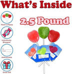 Valentine's Day Heart Lollipops Bulk, 84 Count, Heart Shaped Lollipops, Assorted Fruit Flavored Individually Wrapped Lollies, Addressable Labels for Classroom Exchange, Valentines Day Candy for Kids