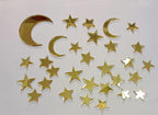 Set of 30 Acrylic Cake Toppers,Gold Twinkle Moon Stars Cake Toppers for Baptism, Baby & Expecting,Anniversary,Wedding Engagement Themed Party (Gold Mirror-1)