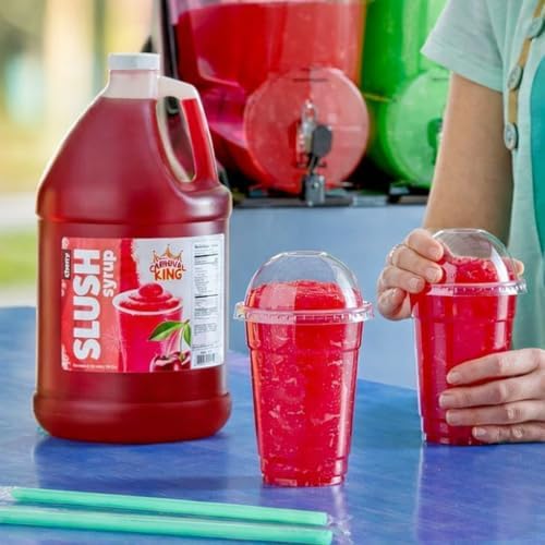 Cherry Slushy Mix Concentrate 1 Gallon – Frozen Drink Syrup for Slushie, Granita & Snow Cone Machines – 5:1 Commercial Beverage Mix – Shaved Ice Flavoring – 48 Servings – Gluten Free – Made in USA