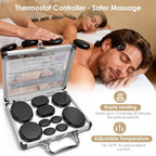 10Pcs Hot Stones Massage Set,Hot Stones Massage Warmer Kit,Portable Hot Stone with Heater for Home Spa Warming Therapy Relaxing