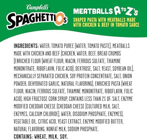 SpaghettiOs A to Z's Canned Pasta with Meatballs, 15.6 oz Can (Pack of 4)