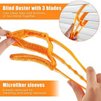 4 Pcs Window Venetian Blind Cleaner Duster Tool 7 Finger Blind Rush and Shutter Cleaner Brush Hand-held Window Shutter Air Conditioner Duster for Dirt(Yellow, Orange)