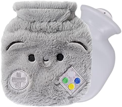 Rubber Hot Water Bottles Pain Relief with Cute Faux Fur Cover Women Kids Child Game