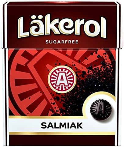 4 Boxes x 25g of Läkerol Salmiak - Original - Swedish - Sugar Free - Salty Licorice - Pastilles - Lozenges - Drops - Dragees - Candies - Sweets