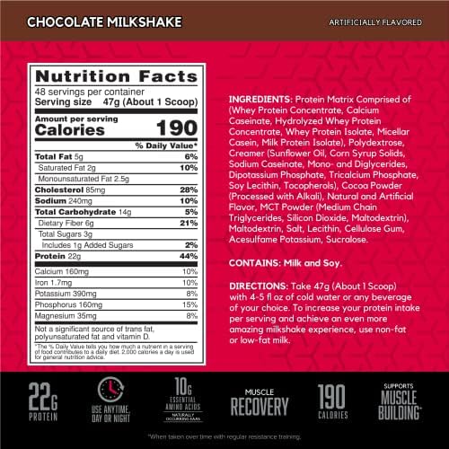 BSN SYNTHA-6 Whey Protein Powder, Micellar Casein, Milk Protein Isolate, Chocolate Milkshake, 48 Servings (Packaging May Vary)