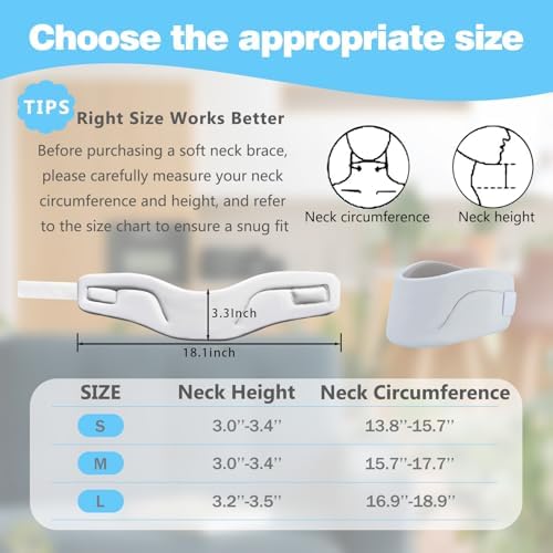 Neck Brace for Neck Pain and Support, Cervical Collar - Relieves Pain & Spine Pressure, Neck Support Brace Wraps Keep Vertebrae Stable and Aligned (Large)