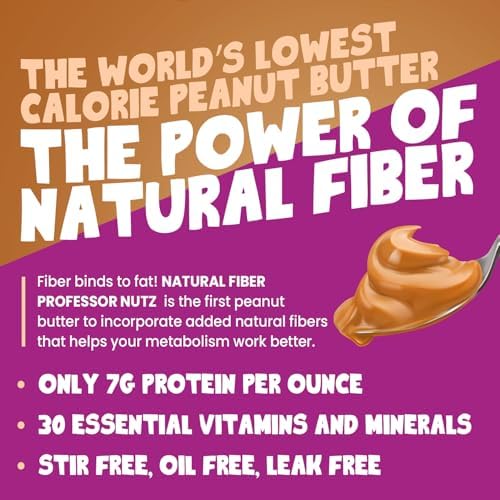 Professor Nutz Organic Peanut Butter- Low Calorie, Nut Butter, Natural Peanut Butter, Natural Fiber, Healthy Peanuts, Great source of Protein, 30 Essential Vitamins (12.41 Oz, Chocolate)