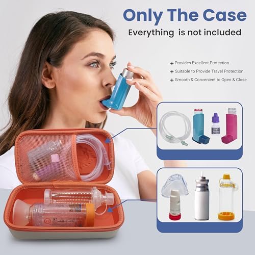 – Dinosaur Kids Inhaler & Spacer Semi-Rigid EVA Case – Protective Asthma Travel Bag for Inhalers, Pediatric Chambers & Portable Nebulizers – Washable Organizer - (Only the Case)