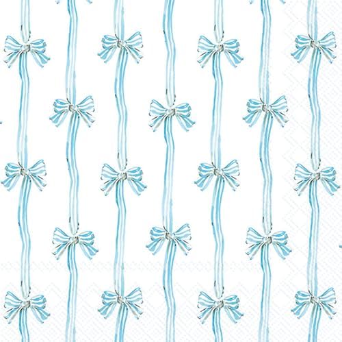 IHR Ideal Home Range Party Napkins Rosanne Beck Disposable 3-Ply Paper Lunch Napkin Pack, 6.5" x 6.5", Baby Toile (Blue), 20-Count
