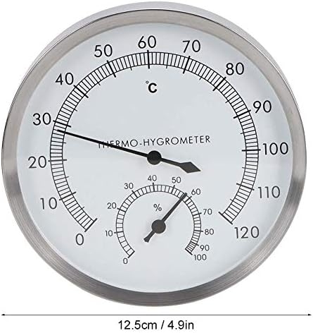 Mumusuki 2 in 1 Stainless Steel Sauna Thermometer Hygrometer, Wall Mounted Steam Room Temperature Humidity Monitor for Bathroom Hotel Indoor Use