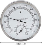 Mumusuki 2 in 1 Stainless Steel Sauna Thermometer Hygrometer, Wall Mounted Steam Room Temperature Humidity Monitor for Bathroom Hotel Indoor Use