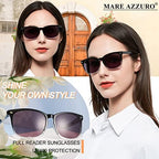 MARE AZZURO Reader Sunglasses 2.0 Women Outdoor Sun Reading Glasses 1.00 1.25 1.50 1.75 2.00 2.25 2.50 2.75 3.00 3.50 4.00 (Black+clear, 200)