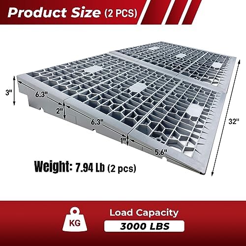 ROBLOCK 3 Inch Rise Detachable Ramps for Wheelchairs for Home Steps Entry, Portable Modular Threshold Wheelchair Ramps for Doorways, Load Capacity 3000 LBS, 2 PCS