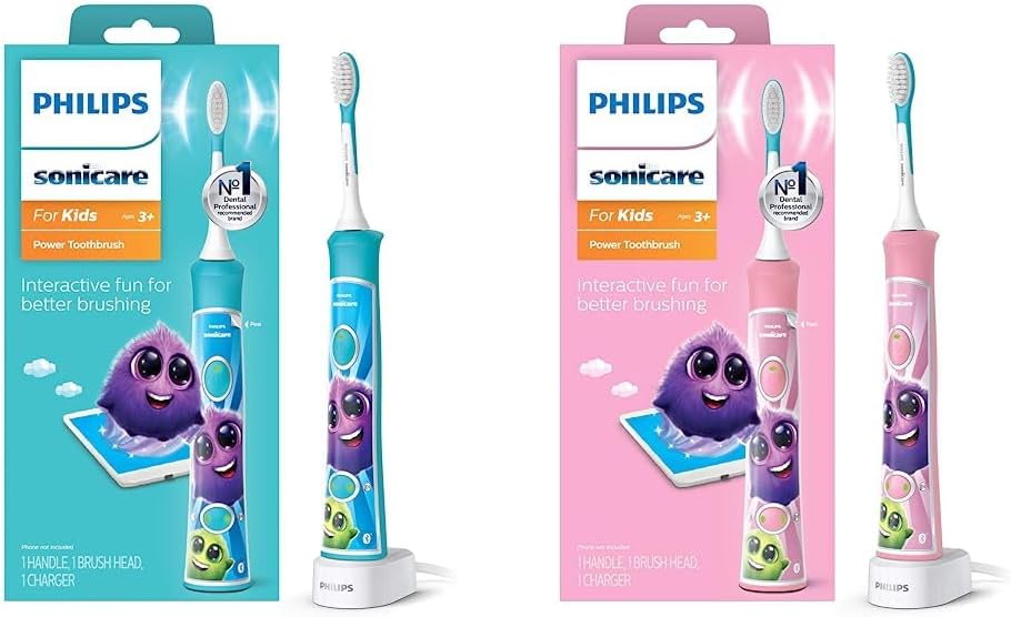 Philips Sonicare for Kids 3+ Bluetooth Connected Rechargeable Electric Power Toothbrushes, Interactive for Better Brushing