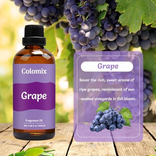 100ml Grape Fragrance Oil, Premium Essential Oils for Diffusers for Home - Candle Scents for Candle Making, Soap Making Supplies and More DIY Projects, Gift Scented Oils