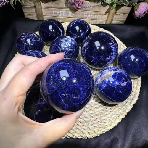 Blue Sodalite Crystal Ball - Sodalite Crystal Sphere Meditation Balls for Witchcraft and Decorative Balls, Meditation & Feng Shui Home Decor, Protection and Energy Cleansing(50-60mm)