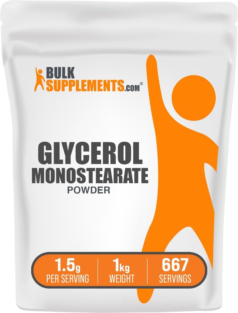 BulkSupplements.com Glycerol Monostearate Powder - Glycerol Supplement, GMS Powder - Unflavored, Food Grade & Gluten Free, 1.5g per Serving, 1kg (2.2 lbs) (Pack of 1)