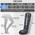 Sequential Leg Compression Massager for Circulation : Full Leg Air Compression Boots for Massage Therapy & Fatigue Relief - 9 Intensity, 6 Modes, 3 Timers for Athletes, Runners, Gym (Medium)
