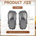Jecery 2 Pairs Microfiber Cleaning Mop Slippers for Floor Cleaning House Mop Shoes Men and Women Washable Unisex Dusting Slippers Dirt Tool Supplies(Large,Gray)