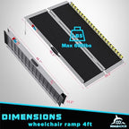 Portable Wheelchair Ramp 4FT, Anti-Slip Aluminum Folding Portable Ramp, Wheelchair Ramps for Home, Weight Capacity Up to 800 LBS, with Transition Plates Above and Below, Loading Dock Plates
