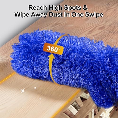 Tiumso Dusters for Cleaning,Microfiber Feather Duster 5-in-1 Kit, Duster with Extension Pole 100 Inches, Cobweb Duster, Microfiber Dusters for High Ceilings and Fans, Blinds and Cars
