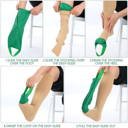 Threlaco 2 Pcs Easy Slide Compression Stocking Aid Sock Open Toe Helper Device Easy on Application Tool Put on Compression Socks Applicator Aid for Seniors(Normal Size)