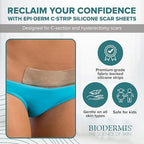 Epiderm Silicone Gel Scar Sheets - Premium-Grade Silicone Scar Sheets for Optimal Scar Care - Versatile, Flexible & Reusable - Ideal for C-Section, Tummy Tuck & Hysterectomy Scars - 1.4x6 in, Natural