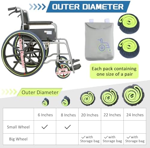 2-Pack Wheelchair Wheel Covers- Dust-Proof Floor Protectors, Non-Slip & Silent Rolling Covers for Indoor Use - Universal Fit for Most Wheelchair Tires (Brown, 22 Inches)