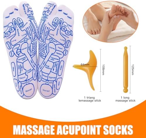 Reflexology Socks with Tools Reflexology Socks Acupressure Socks Massage Socks Foot Massage Socks Relieves Fatigue, Stress and Improves Blood Circulation (Large)