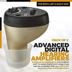 Rechargeable Hearing Amplifier Pair - Left & Right Ear CIC Complete-in-Canal Set, Nearly Invisible Personal Sound Amplifier with Digital Noise Cancelling and Feedback Reduction for Seniors and Adults