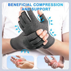 DRNAIETY 2 Pairs Arthritis Compression Gloves- for Hand Arthritis, Carpal Tunnel Pain, Rheumatoid Arthritis, RSI, Fingerless, Anti-Slip, Breathable Gloves for Men & Women, Typing, Daily Use(L, Gray)