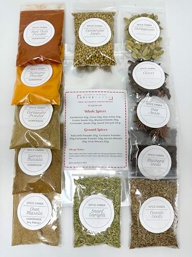 Authentic Indian Spice 12 Spice Set: Assorted Spices, Herbs, and Seasonings