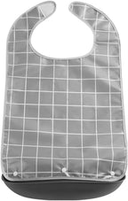 Adult Bibs (3 pcs), Adjustable Reusable Bibs for Adult Eating, Waterproof Bibs for Adults Eating Clothing Protectors with Crumb Catcher,Grey