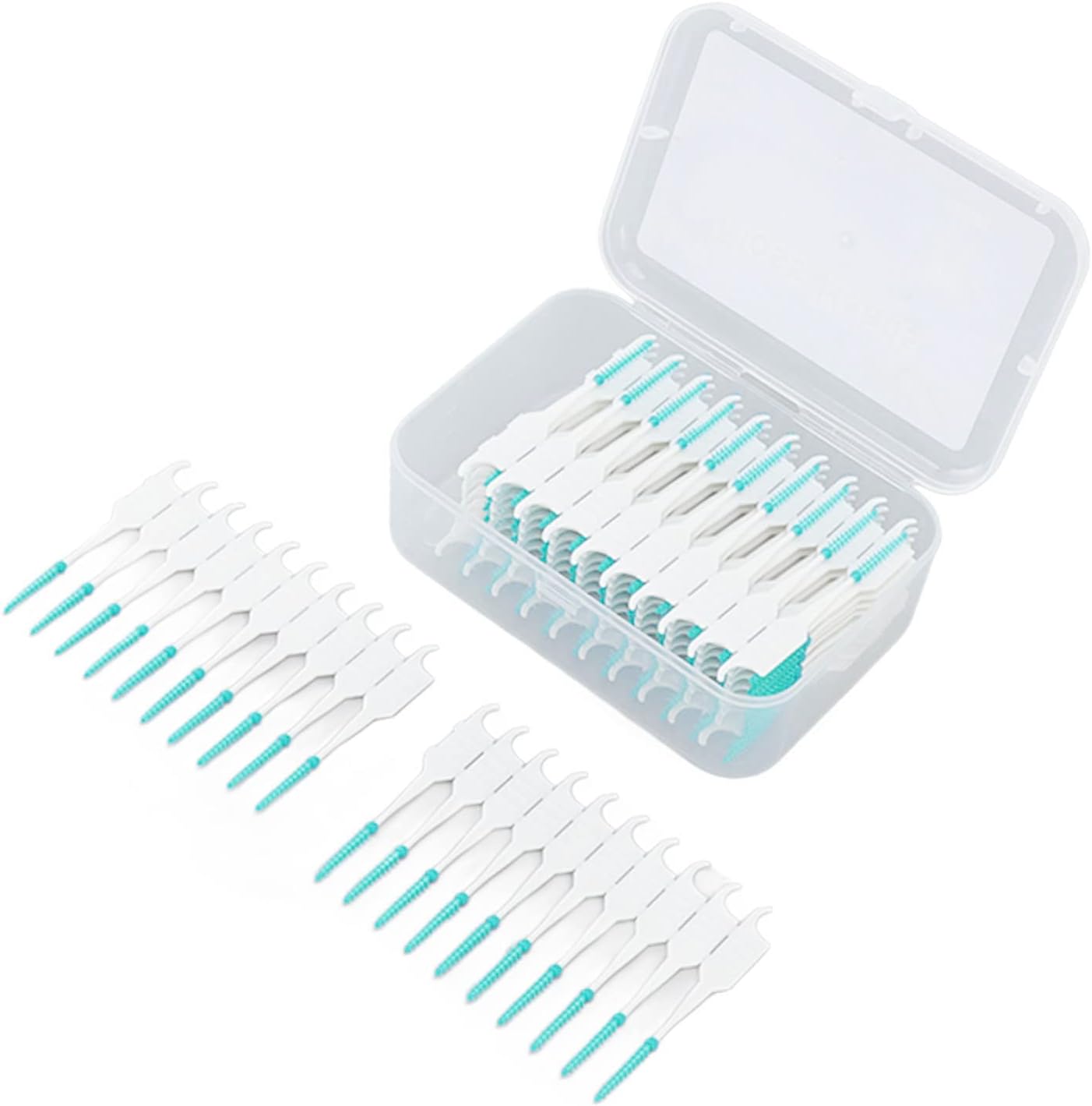 TOPINCN 200Pcs Interdental Brush, Toothpick Flossing Tooth Tool Professional Brush Micro Tight Cleaner with Portable Case(Mint Green)