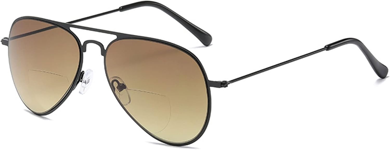 Classic Bifocal Reading Glasses Women Men Metal Pilot Blue Light Blocking Reader Sunglasses