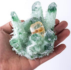 Green Phantom Quartz Crystal Cluster, Raw Stone Geode,Citrine Feng Shui Ornament for Garden Home Decor,500~600g