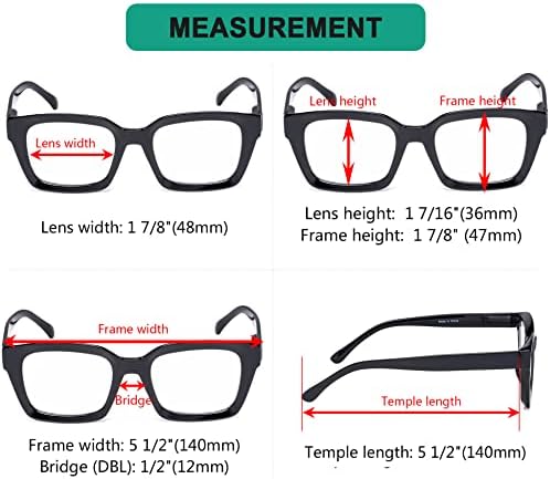 Eyekepper 4 Pack Ladies Reading Glasses - Oversized Square Design Readers for Women